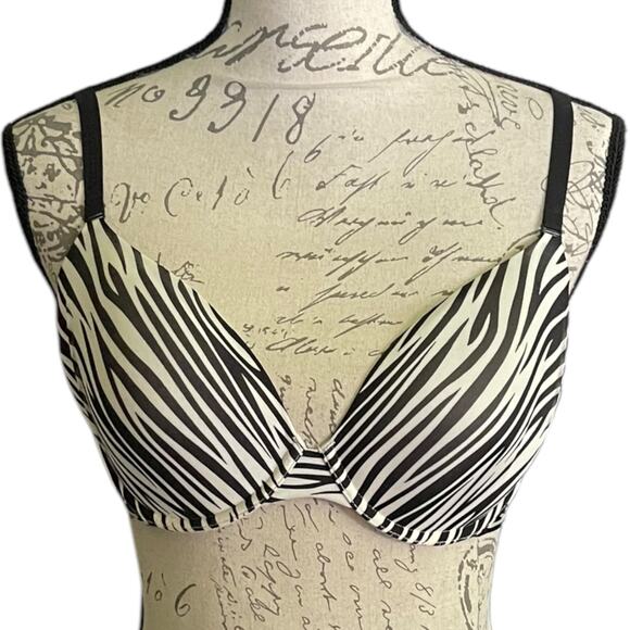 Victoria's Secret Black White Lined Demi Bra Size 34D - Picture 1 of 2